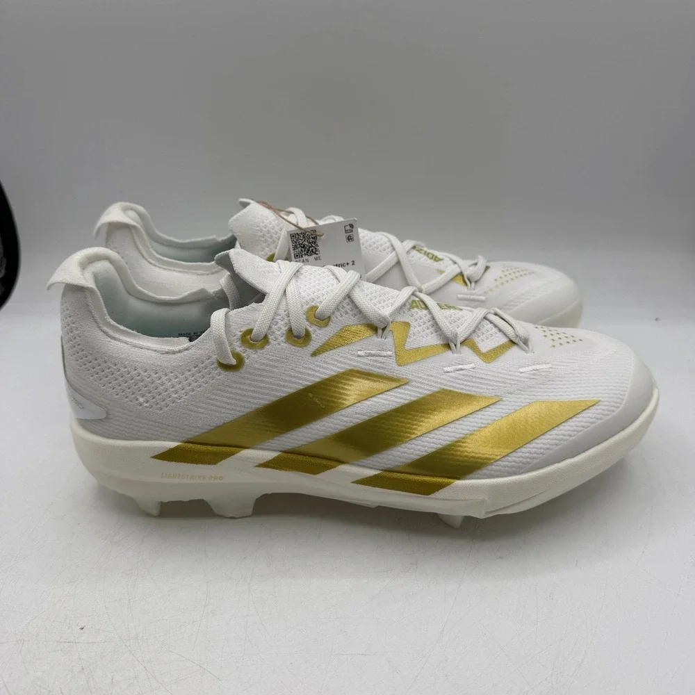 Adidas Electric+ 2 TPU Baseball Cleats Mens Sz 8.5 White/Gold Shoes JI1477 NWT